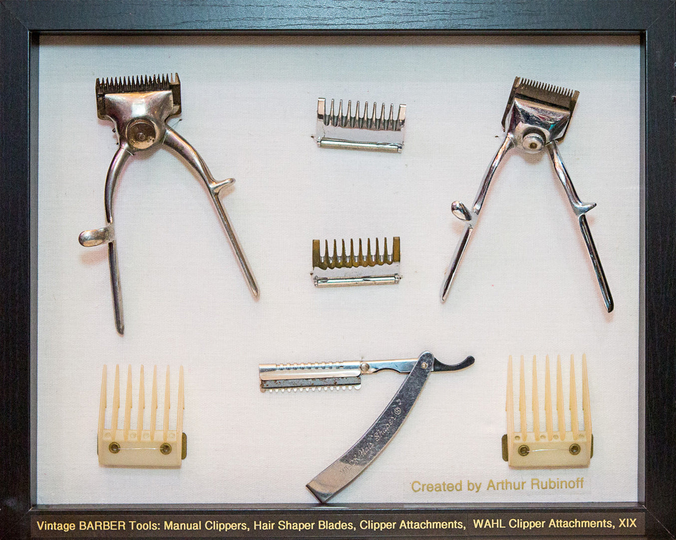 Vintage Souvenir Set in a Frame #18 – NYC Barber Shop Museum