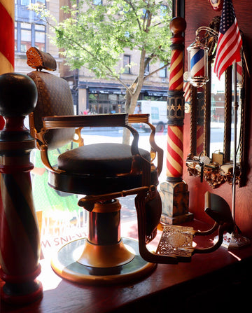 NYC Barber Shop Museum Vintage Koken's Barber Chair Louis Vuitton by Arthur Rubinoff