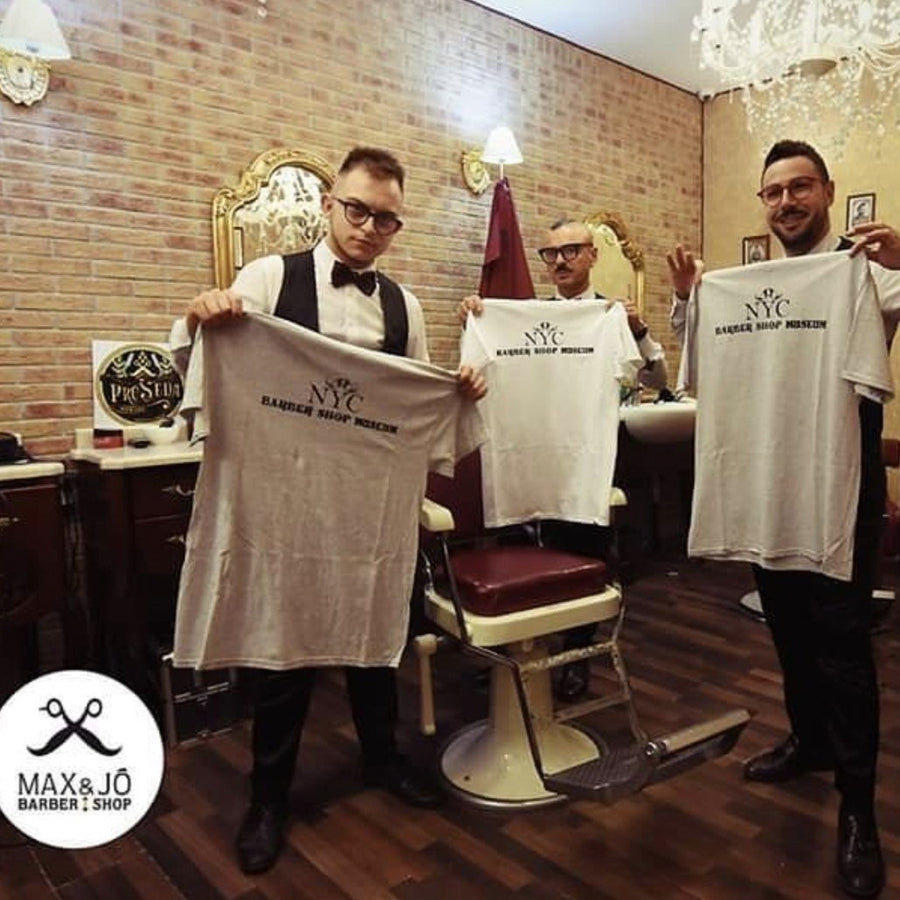 NYC Barber Shop Museum Donation T-Shirt by Arthur Rubinoff