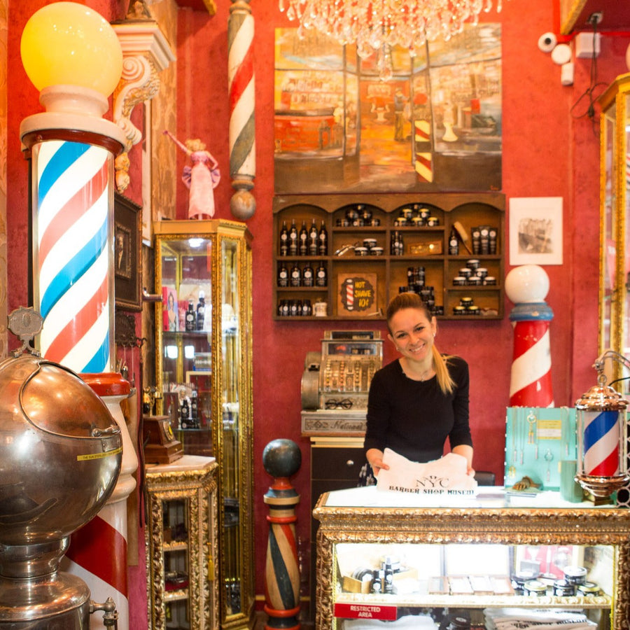 NYC Barber Shop Museum Donation T-Shirt by Arthur Rubinoff