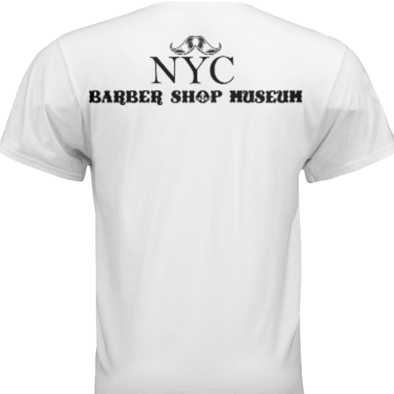 NYC Barber Shop Museum Donation T-Shirt by Arthur Rubinoff